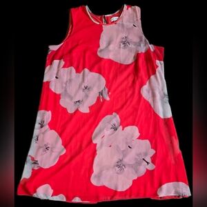 16W Calvin Klein Floral Sleeveless Shift Dress With Sheer Overlay
